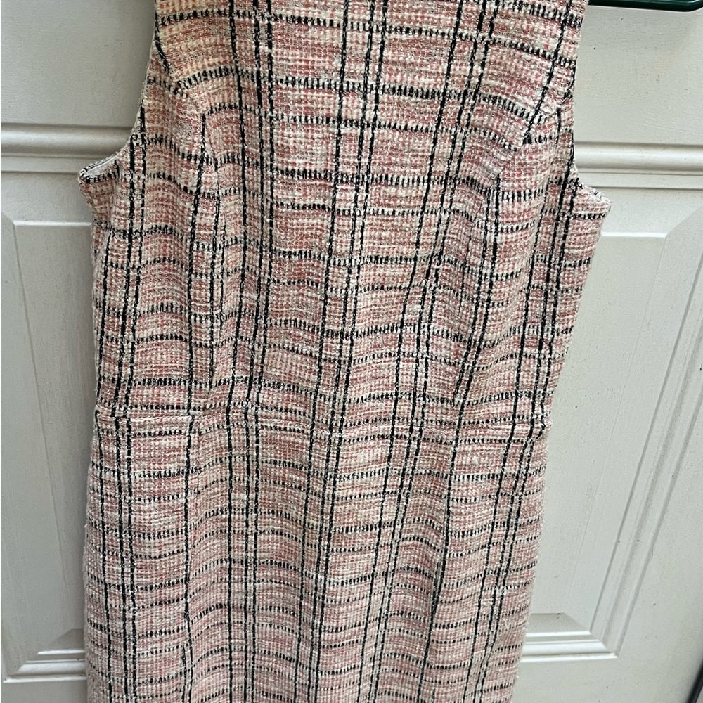 LOFT Pink and Black Checkered Sleeveless Dress Size 0